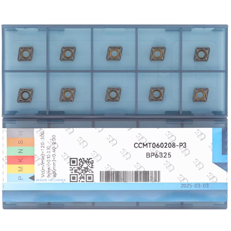 CDBP CNC Carbide Inserts CCMT21.52 Ccmt 060208 for Steel Lathe Turning Tool, Tin Coated Lathe Replacement Cutters Semi-Finishing Chipbreaker, 10 Pcs - Image 1